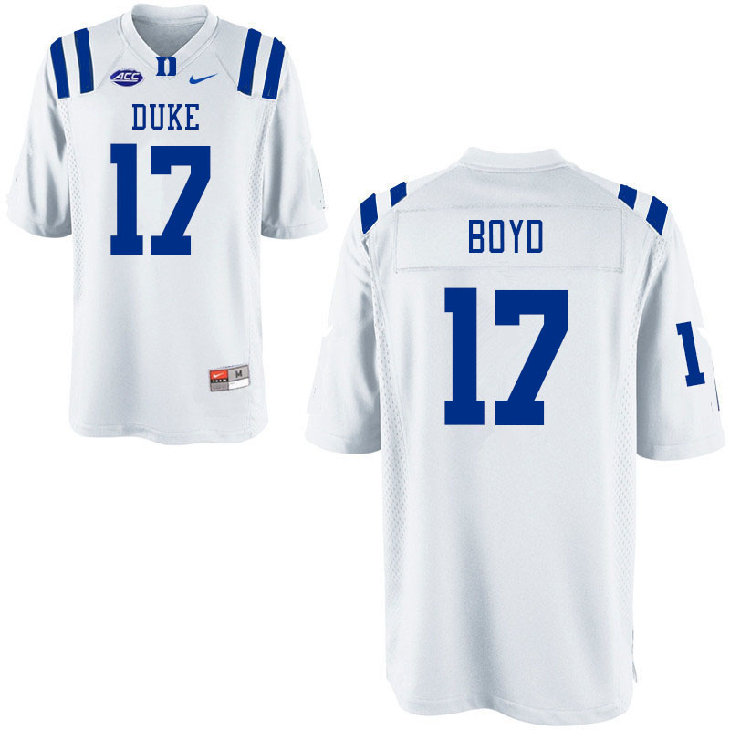 Men #17 Quran Boyd Duke Blue Devils College Football Jerseys Stitched Sale-White